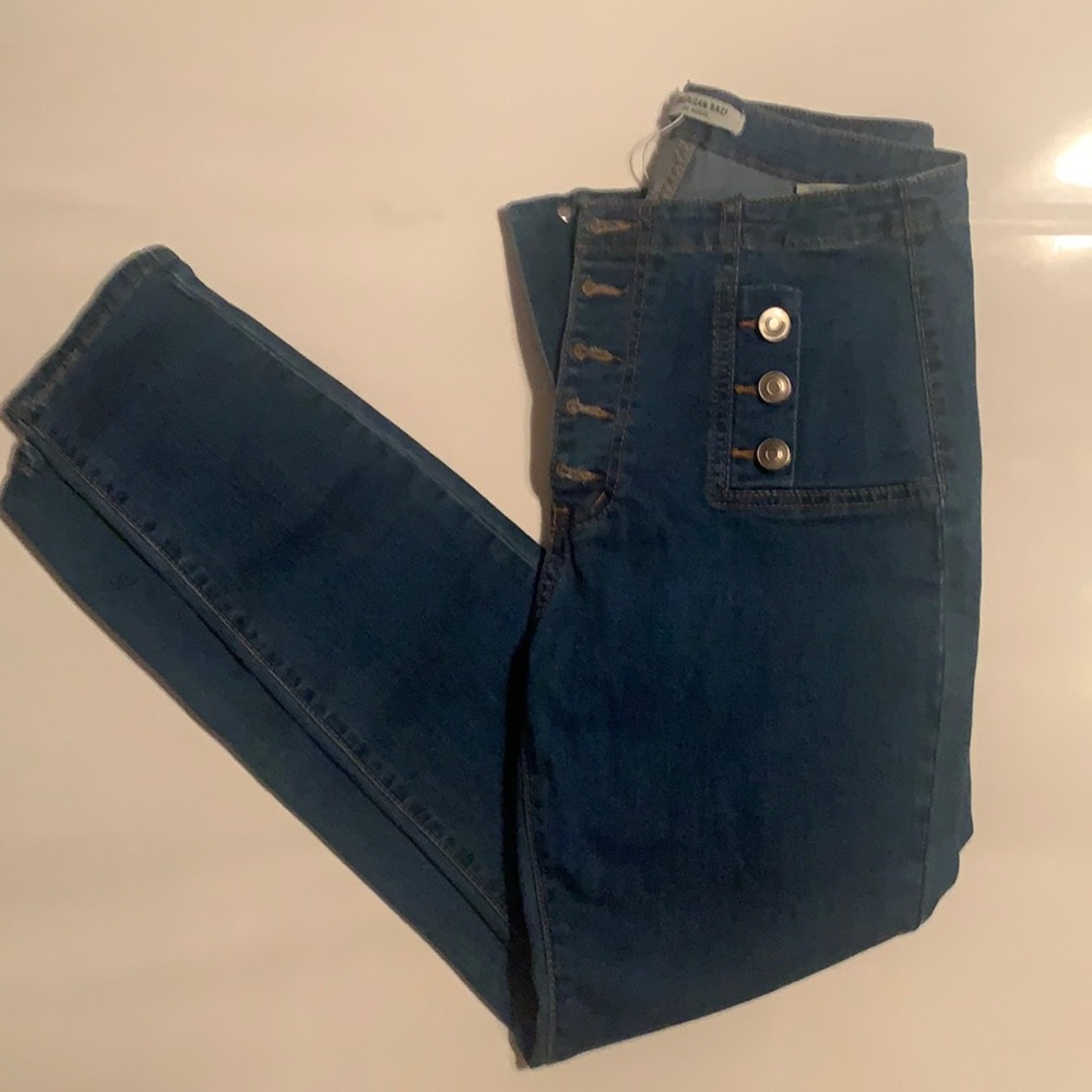Women’s size L Large hi waist button jeans by American Bazi. NEW!!!! Stretch